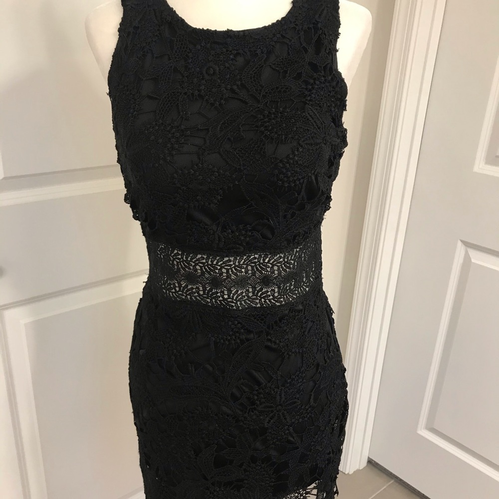 Black lace mini dress